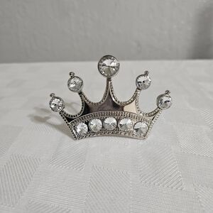 Y2K Silver Crown Rhinestone Belt Buckle